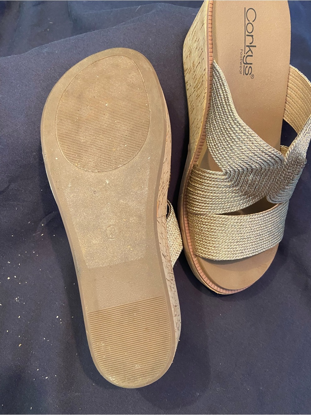 Corkys Gold Woven Slide Mules - Picture 2 of 5